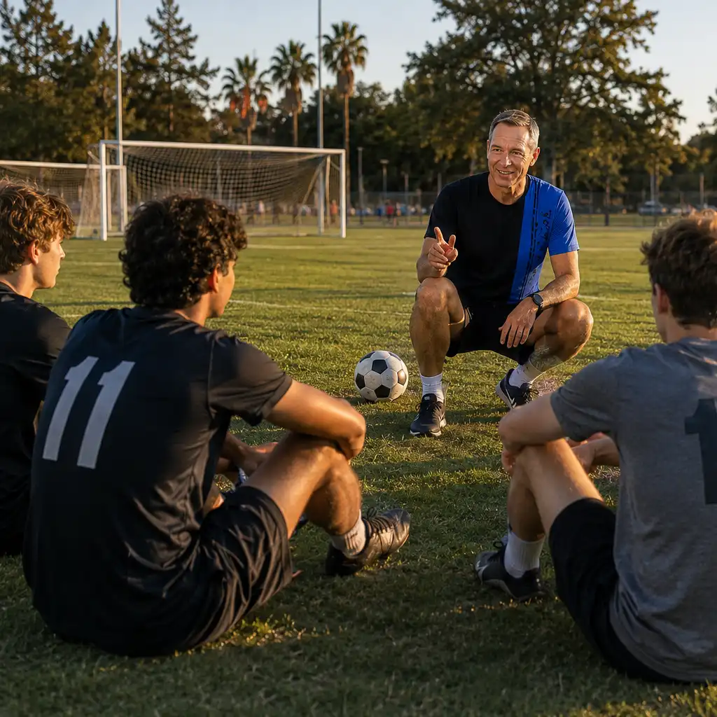 Thomas Dooley kneeling on the touchline during coaching
